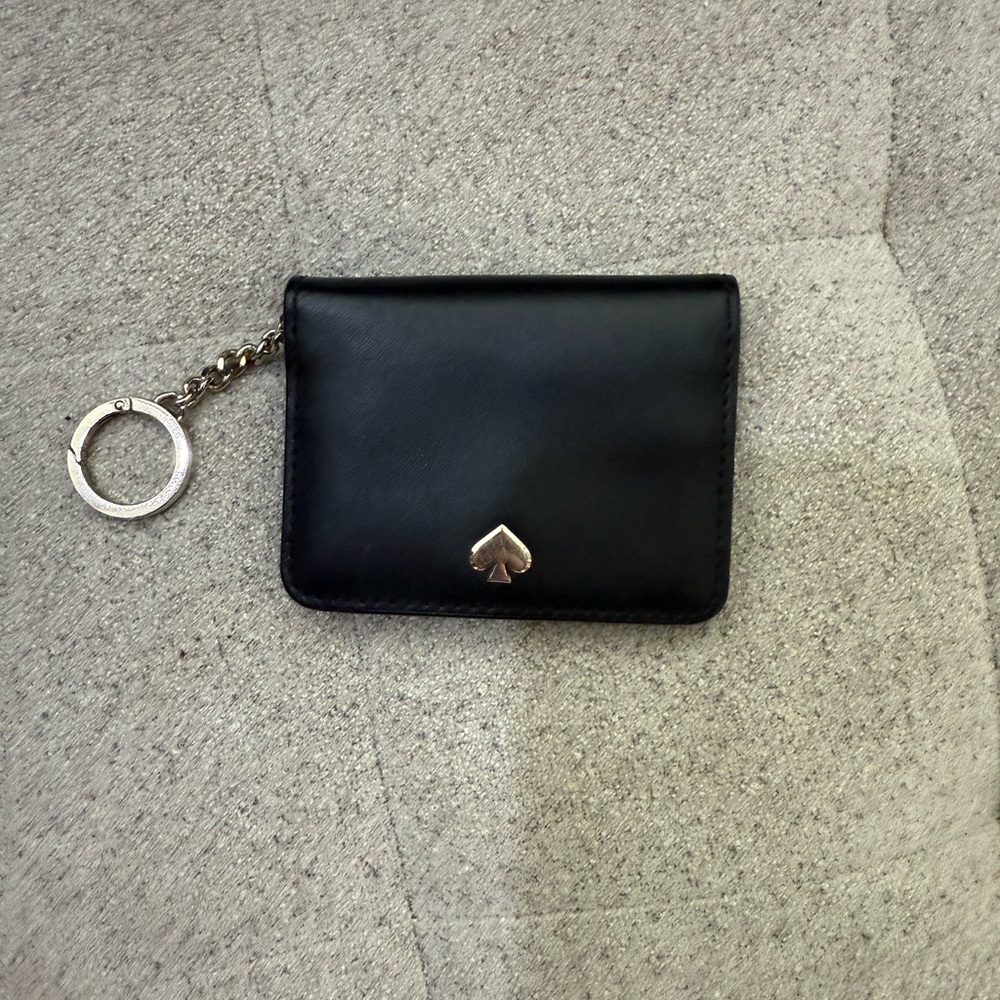 Kate Spade Black Card Holder with Silver Keychain